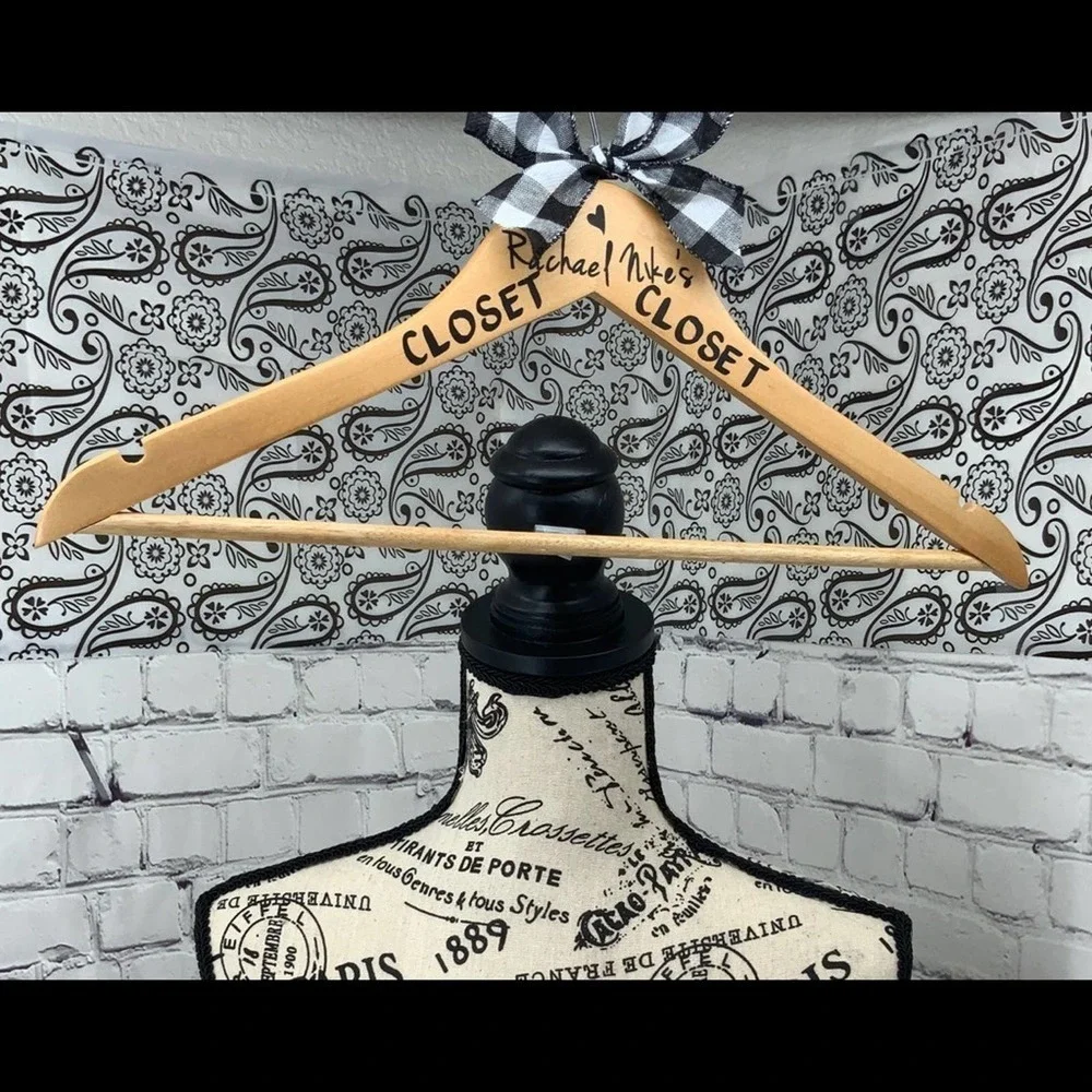 Personalized Branding 2 Wood Hangers w/ Closet or IG Handle Logo